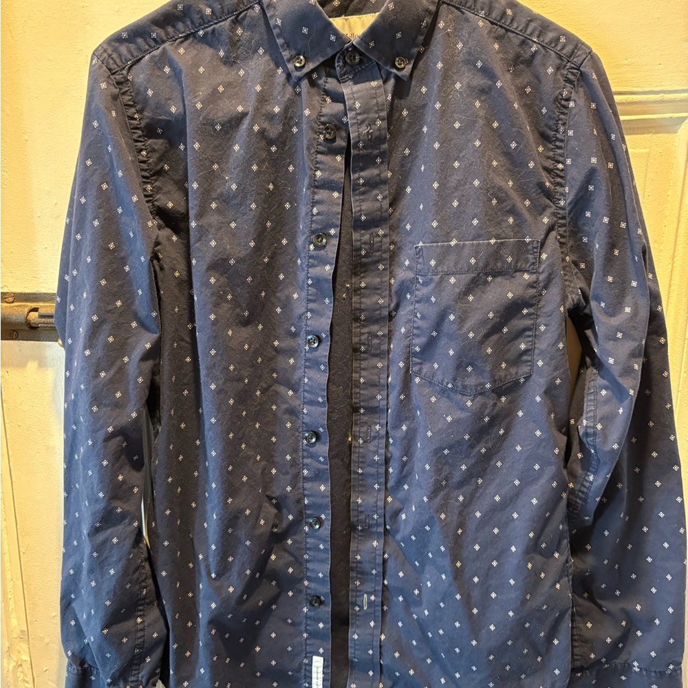 Men's Long Sleeve Blue Patterned Shirt